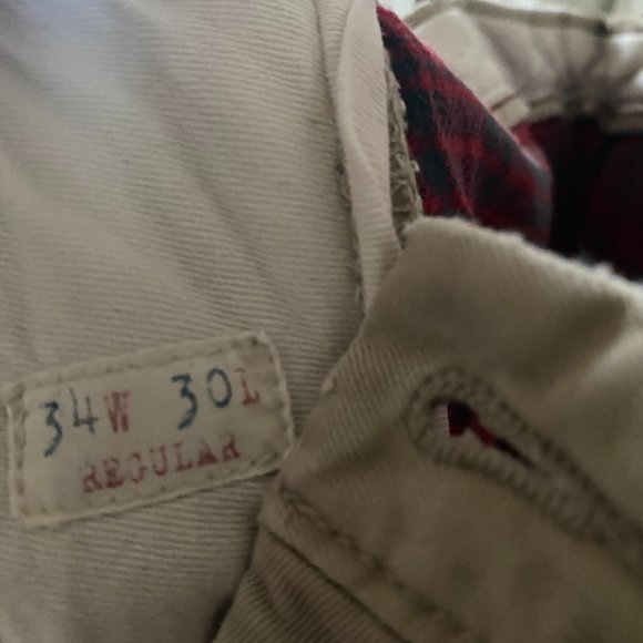 J.Crew Flannel Lined Broken In Men’s Tan Pants Cotton Regular Fit 34W 30L - Picture 7 of 13